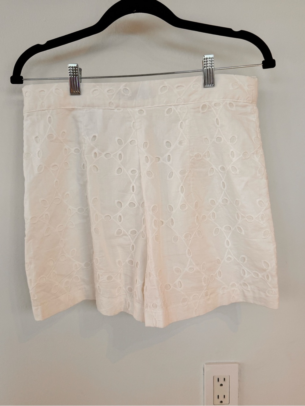 Zara White Eyelet Bermuda Shorts